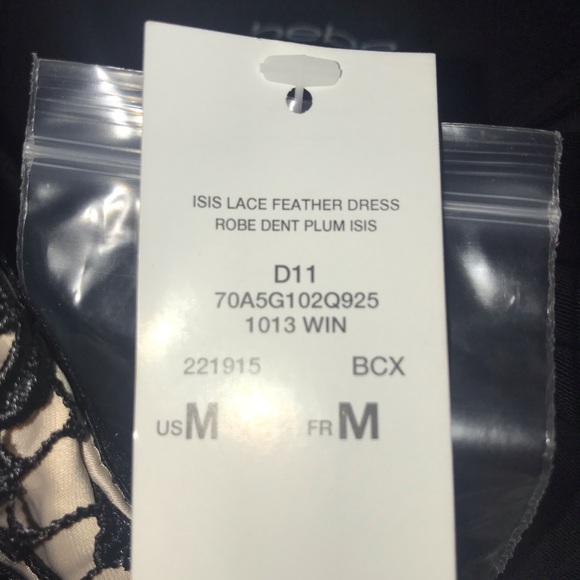 bebe isis black feather dress MEDIUM...NWT - Picture 3 of 5